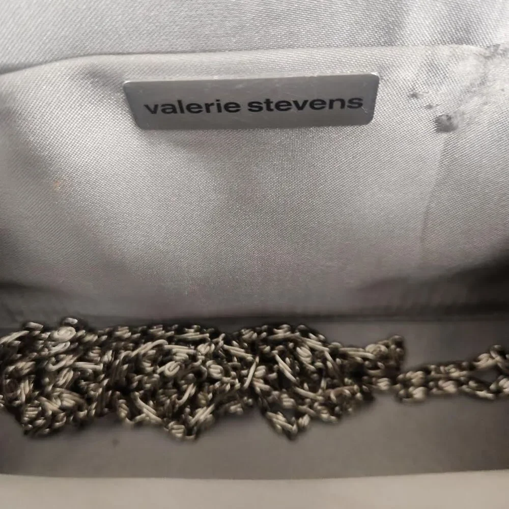Vintage Valerie Stevens Women's Silver Mesh Clutch Purse With Chain & Mirror